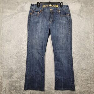 CW Jeans Womens Blue Denim‎ Embellished Pockets Bootcut Jeans 16 33